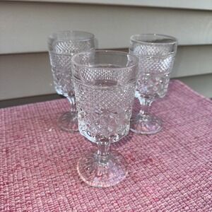 Anchor Hocking‎ Wexford Set Of 3 Wine Water Goblets 6.5" Tall 9oz Vintage